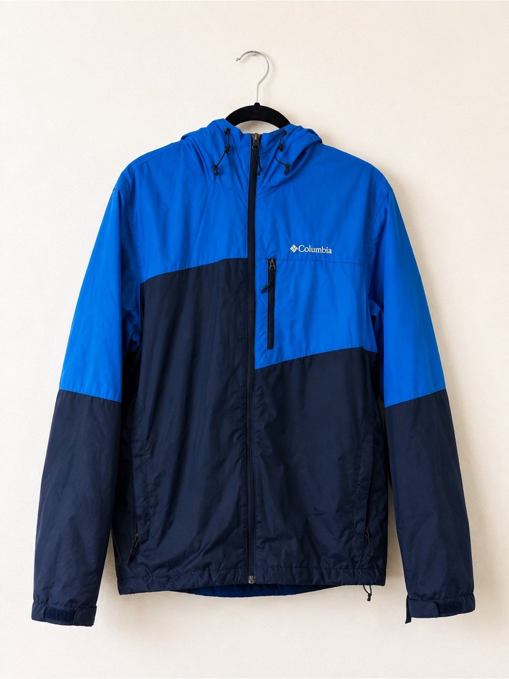 Columbia Hooded Lightweight Jacket Men’s Medium Blue Omni-Tech Rain Jacket